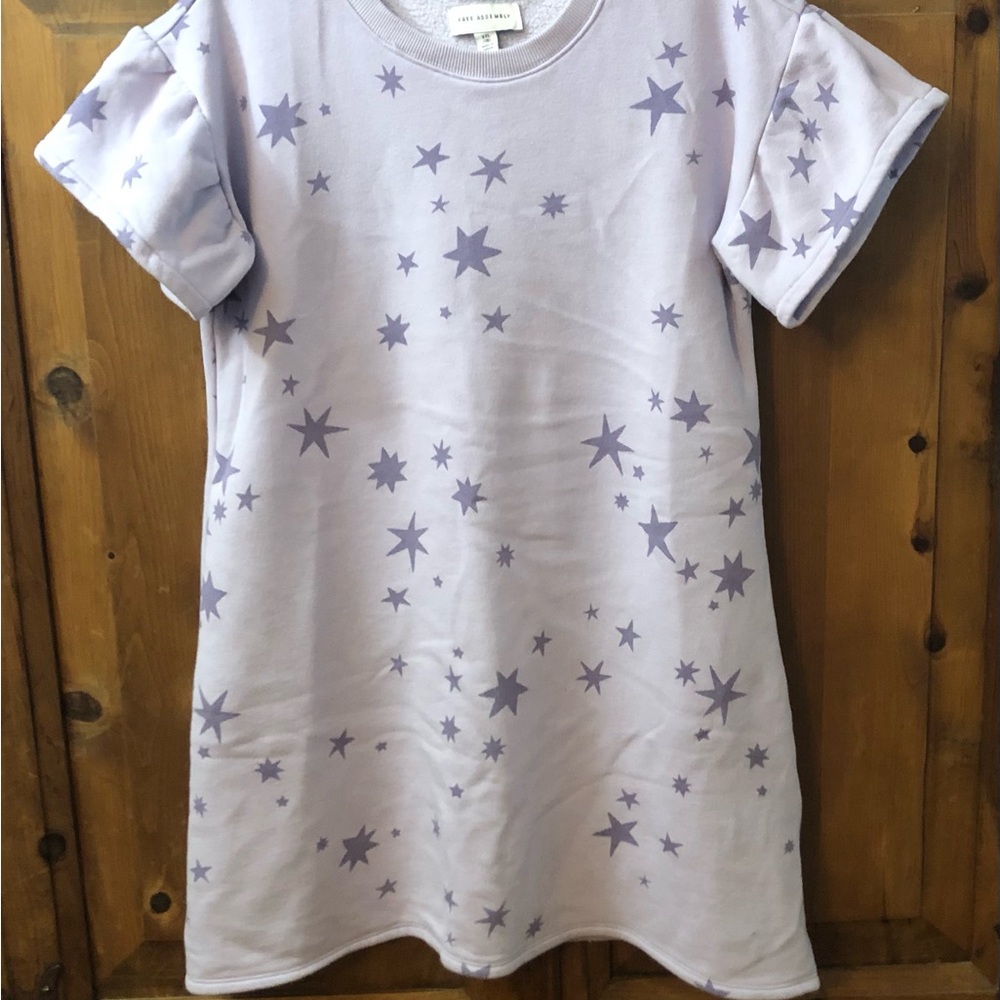 Purple Star Print Sweatshirt Dress